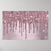 Dripping Girly Glitter | Dusty Mauve Pink Shimmer Poster (Voorkant)