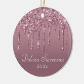 Dripping Girly Glitter | Dusty Mauve roze monogram Keramisch Ornament (Links)