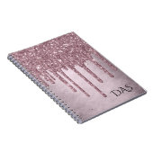 Dripping Girly Glitter | Dusty Mauve roze monogram Notitieboek (Rechterzijde)