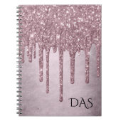 Dripping Girly Glitter | Dusty Mauve roze monogram Notitieboek (Voorkant)