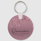 Dripping Girly Glitter | Mauve Pink Quinceanera Sleutelhanger (Voorkant)