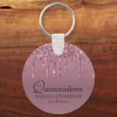 Dripping Girly Glitter | Mauve Pink Quinceanera Sleutelhanger (Voorkant)