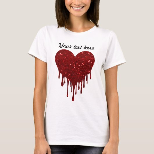 Dripping Glitter Heart Design T-shirt (Voorkant)