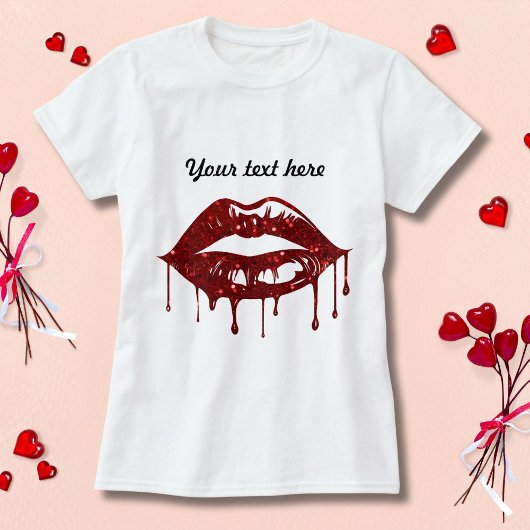 Dripping Glitter Lips Design T-shirt