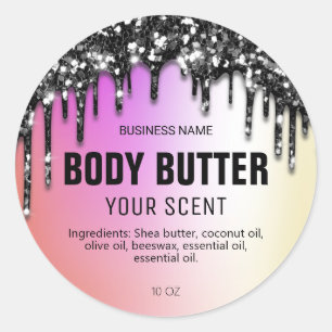 Dripping Glitter Oil Slick Body Butter Labels