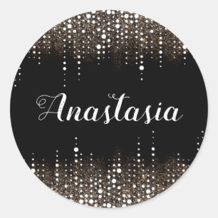 Dripping Glitter Regen Golden Sequins Sparkle Blac Ronde Sticker