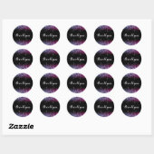 Dripping Glitter Regen Paarse Sequins Sparkle Blac Ronde Sticker (Vel)
