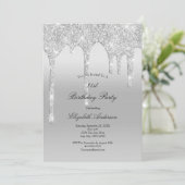 Dripping Glitter Silver Glam Bling 21e verjaardag Kaart (Staand voorkant)