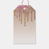 Dripping Glitter Sweet16 Roos Gold Pink 16de parti Cadeaulabel (Achterkant)