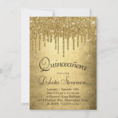 Dripping Gold Glitter | Champagne Melt Quinceanera Kaart (Voorkant)
