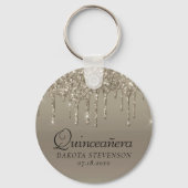 Dripping Gold Glitter | Champagne Melt Quinceanera Sleutelhanger (Voorkant)