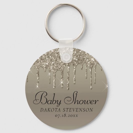 Dripping Gold Glitter | Champagne Smelt Shower Sleutelhanger (Voorkant)
