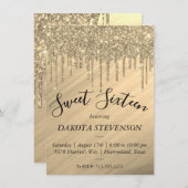 Dripping Gold Glitter | Elegant Smelt Zoet Zestien Kaart (Voorkant / Achterkant)