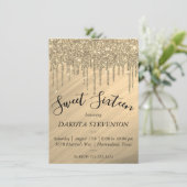 Dripping Gold Glitter | Elegant Smelt Zoet Zestien Kaart (Staand voorkant)