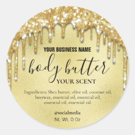 Dripping Gold Glitter Folie Body Butter Labels