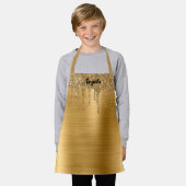 Dripping Gold Glitter Glam gepersonaliseerd S Schort (Gedragen)