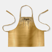 Dripping Gold Glitter Glam gepersonaliseerd S Schort (Voorkant)
