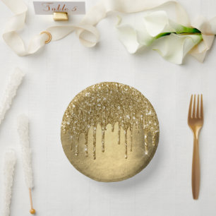 Dripping Gold Glitter   Luxe Faux Metallic Sparkle Papieren Kommen