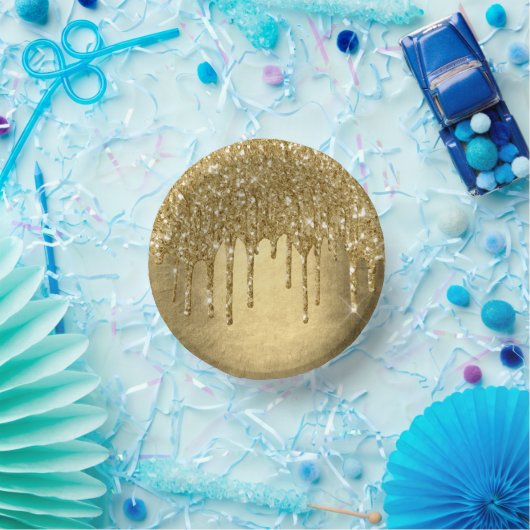 Dripping Gold Glitter | Luxe Faux Metallic Sparkle Papieren Kommen (Feest)