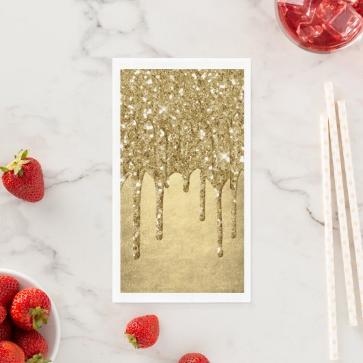 Dripping Gold Glitter | Luxe Faux Metallic Sparkle Servet (Insitu)