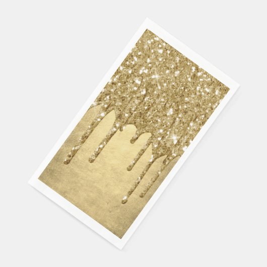 Dripping Gold Glitter | Luxe Faux Metallic Sparkle Servet (Hoek)