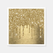Dripping Gold Glitter | Luxe Faux Metallic Sparkle Servet (Voorkant)