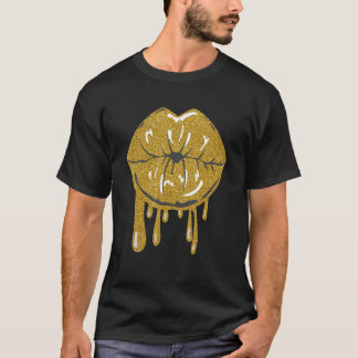Dripping Gold Lips - Sexy Lipstick T-Shirt voor Da