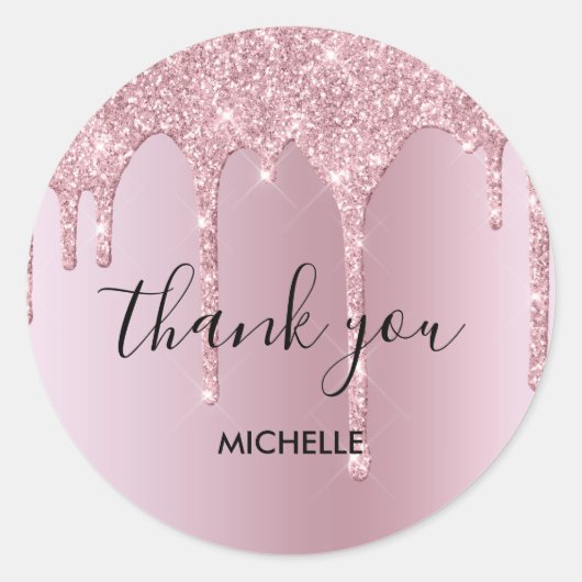 Dripping Gold Modern roos Gouden penseelstreek Ronde Sticker (Voorkant)