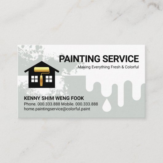 Dripping Grey Paint Home Reparaties Visitekaartje (Voorkant)