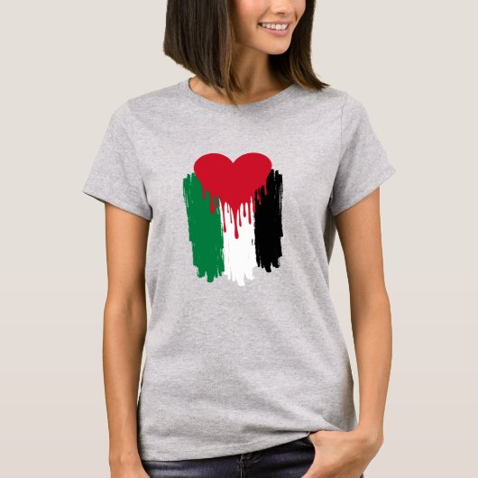 Dripping Heart Palestijnse vlag T-shirt (Voorkant)