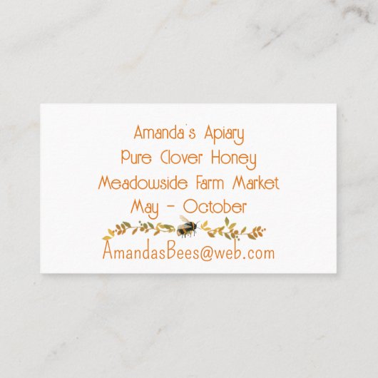Dripping Honing Imker Visitekaartje (Achterkant)