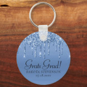 Dripping Ice Blue Glitter | Glam Afstuderen Sleutelhanger (Achterkant)