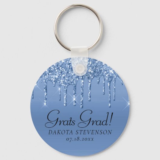 Dripping Ice Blue Glitter | Glam Afstuderen Sleutelhanger (Achterkant)
