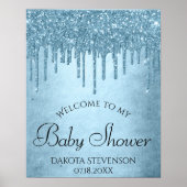 Dripping Ice Blue Glitter | Glam Sparkle Shower Poster (Voorkant)
