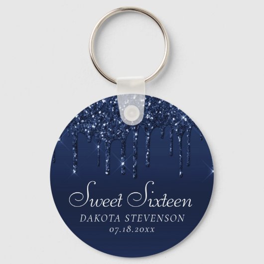 Dripping Ice Blue Glitter | Glam Sweet Sixteen Sleutelhanger (Achterkant)