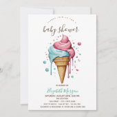 Dripping Ice Cream Roze Streep Zomer Baby shower Kaart (Voorkant)