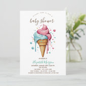 Dripping Ice Cream Roze Streep Zomer Baby shower Kaart (Staand voorkant)
