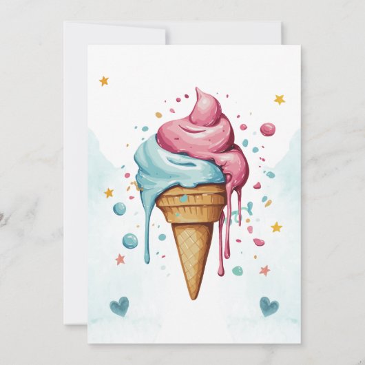 Dripping Ice Cream Stars Hearts Baby shower Kaart (Achterkant)