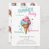 Dripping Ice Cream Zomer Verjaardag Kaart (Voorkant / Achterkant)