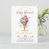 Dripping Ice crèmes, geel strepen Baby shower Kaart (Staand voorkant)