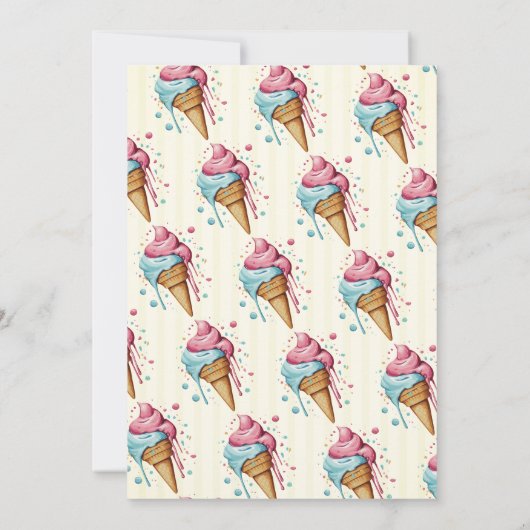 Dripping Ice crèmes, geel strepen Baby shower Kaart (Achterkant)