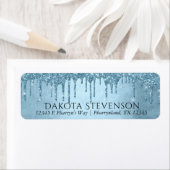 Dripping Ice Glitter | Blauw Faux Sparkle Adres Etiket (Insitu)