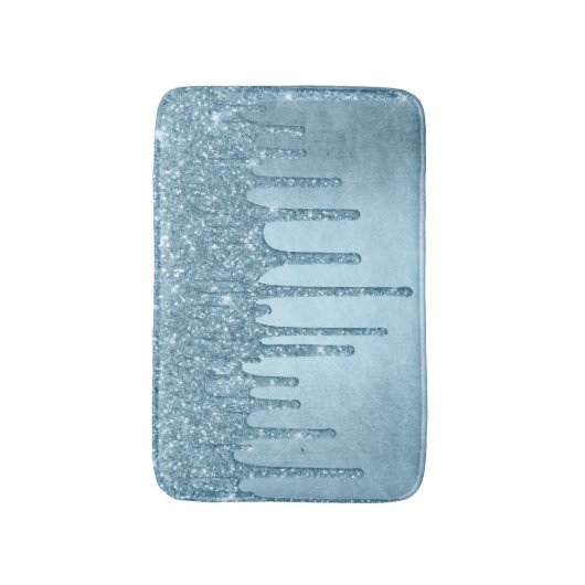 Dripping Ice Glitter | Blauw Faux Sparkle Metallic Badmat (Voorkant Verticaal)