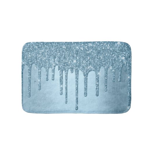 Dripping Ice Glitter | Blauw Faux Sparkle Metallic Badmat (Voorkant)