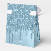 Dripping Ice Glitter | Blauw Faux Sparkle Metallic Bedankdoosjes (Achterkant)