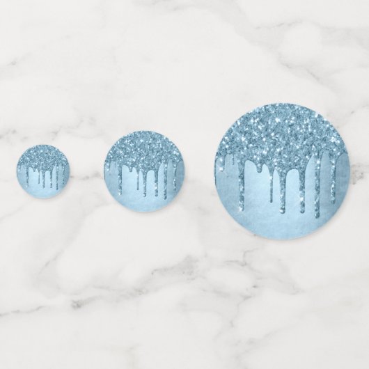 Dripping Ice Glitter | Blauw Faux Sparkle Metallic Confetti (Achterkanten)