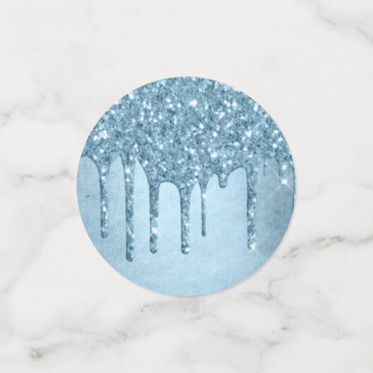 Dripping Ice Glitter | Blauw Faux Sparkle Metallic Confetti (Kleine voorkant)