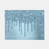 Dripping Ice Glitter | Blauw Faux Sparkle Metallic Deurmat (Voorkant)