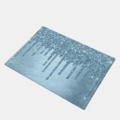 Dripping Ice Glitter | Blauw Faux Sparkle Metallic Deurmat (Schuin)