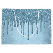 Dripping Ice Glitter | Blauw Faux Sparkle Metallic Groot Cadeauzakje (Achterkant)